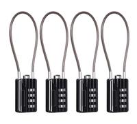 SEPOX® Lot de 4 cadenas à combinaison réinitialisable à 4 chiffres, 30 mm de largeur, câble extra long pour valise, voyage, casiers de gym, casque, armoires, boîte à outils, étui, clôture, noir