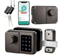 SEPOX Serrure Connectée Bluetooth Porte D’Entrée, Digicode, Clavier Tactile, Tuya, Sans Clé, Style Rétro, Pour Maison Appartement Bureau (Gris Anthracite, Unité Unique)