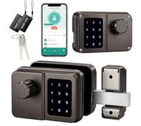 SEPOX Serrure Connectée Bluetooth Porte D’Entrée, Digicode, Clavier Tactile, Tuya, Sans Clé, Style Rétro, Pour Maison Appartement Bureau (Gris anthracite, Écran double)