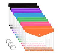 Seprendi Lot de 12 pochettes A4 extensibles avec pochettes en plastique transparent pour classeur à anneaux et bouton pression