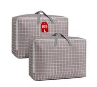 SEPSCO Grand Sac de Rangement 2Pièces, Housse Rangement Couette Vetement Sac Demenagement Sous Lit Penderies Organiseur Pliable épais avec Poignées pour Drap Vêtements Linge Literie (Marron, 2X105L)