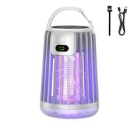SEPSUMMER Lampe solaire rechargeable anti-moustiques, portable et électrique pour l'extérieur, lumière violette pour terrasse, camping et jardin (blanc)