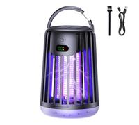SEPSUMMER Lampe solaire rechargeable anti-moustiques, portable et électrique pour l'extérieur, lumière violette pour terrasse, camping et jardin (noir)