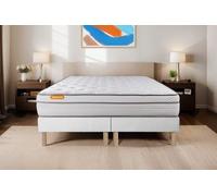 Septnuits Matelas 160x200 + Double sommiers 80x200 Memo Luxe Ressorts ensachés + mémoire de Forme 5 Zones de Confort Maxi épaisseur | Epaisseur : 26 cm | Confort : Equilibré