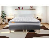 Septnuits Matelas 160x200 + Double sommiers Gris 80x200 Memo Plus Mémoire de Forme 3 Zones | Epaisseur : 24 cm | Confort : Ferme