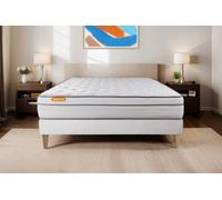 Septnuits Matelas + sommier 140x200 Memo Luxe Ressorts ensachés + mémoire de Forme 5 Zones de Confort Maxi épaisseur | Epaisseur : 26 cm | Confort : Equilibré