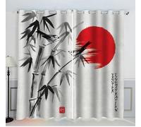 Sepustas Rideau Occultant Bambou Rideaux Chambre Salon Moderne 3D Peinture à L'encre De Style Japonais Rideau Isolant Thermique Anti Froid Polyester Anti Bruit Grande Largeur Rideau (280x250 cm)