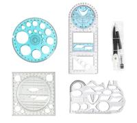 SEPWGUMD TECKI 5 Pieces Kit Geometrie - Compas + Rapporteur Multifonction, Fourniture Scolaire, Kit Rentree Scolaire, Convient pour Apprentissage Peinture Dessin Architectura
