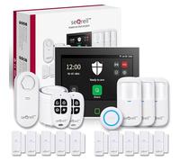 seQrell® Système Alarme Maison sans Fil, Kit Alarme Anti Intrusion WiFi et GSM 4G avec Écran Tactile 7", Batterie 5000 mAh, Tuya Smart Life app, Alexa, détecteur de Fuite d'eau SQ7024B
