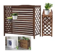 SeraphicCharm Cache Climatiseur Exterieur Bois Protection Climatiseur Housse Climatiseur Extérieur Bois Etagere Plantes Balcon Extérieure du Climatiseurs pour Climatiseurs Split Mobile(120x57x100cm)
