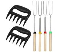 SERAVA Brochettes Inox Télescopiques, 4 Pic à Brochette BBQ + Trancheuse