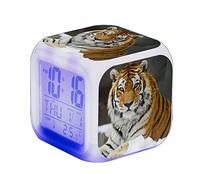 SerendipitousWhisper Tigre réveil numérique Enfants illuminé LED veilleuse Horloge réveil réveil Cadeau pour garçons Filles