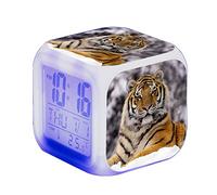 SerendipitousWhisper Tigre réveil numérique Enfants illuminé LED veilleuse Horloge réveil réveil Cadeau pour garçons Filles