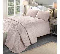 Serene Luana Collection Luana Housse de Couette en Relief Motif Feuilles Rose pâle King Size 230 x 220 cm