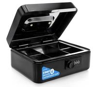 Serenelife Caisse à monnaie en métal de 20,3 cm avec serrure | Coffre-fort pour espèces avec plateau d'argent | 5 tiroirs verrouillables | Plateau à cinq compartiments | Rangement pour objets de