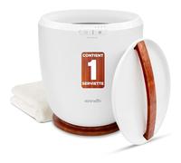 SereneLife Chauffe-Serviettes de Luxe pour Salle de Bain - Seau Chauffant avec Arrêt Automatique et Support pour Disque Parfumé - Chauffe 1 Grande Serviette - Design Compact ABS Naturel