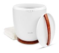 SereneLife Chauffe-Serviettes de Luxe pour Salle de Bain - Seau Chauffant avec Arrêt Automatique et Support pour Disque Parfumé - Chauffe 1 Grande Serviette - Design Compact ABS Naturel