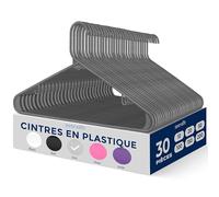 SereneLife Cintres - Cintres en Plastique - Antidérapants - Porte-Vêtement Fins et Gain de Place - pour Chemises, Pulls, Sweats, Vêtements Enfants et Robes - Ultra-Fins - Légers - Lot de 30 - Gris
