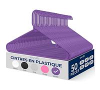 SereneLife Cintres - Cintres en Plastique - Antidérapants - Porte-Vêtement Fins et Gain de Place - pour Chemises, Pulls, Sweats, Vêtements Enfants et Robes - Ultra-Fins - Légers - Lot de 50 - Violet