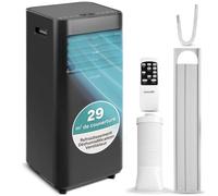 SereneLife Climatiseur Mobile 7000 BTU 2,05 kW - Climatiseur Portable avec Évacuation, Ventilateur et Déshumidificateur, Compact avec Télécommande et Kit Fenêtre Noir