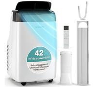 SereneLife Climatiseur Mobile 9000 BTU WiFi - Climatiseur Portable sans Unité Extérieure, Mode Nuit, Ventilateur et Déshumidificateur, Kit Fenêtre