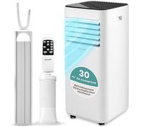 SereneLife Climatiseur Mobile Blanc 9000 BTU (2,0 kW), pour 28 m² - Climatiseur avec Tuyau d’Évacuation, 3 en 1 avec Déshumidificateur et Ventilateur, 54 dB, Kit Fenêtre et Télécommande