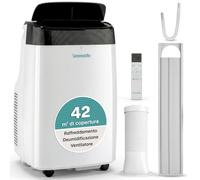 SereneLife Climatiseur Mobile Silencieux,9000 BTU,Climatiseur Portable 3-en-1 avec Fonction Déshumidificateur Intégré,Mode Ventilateur,Télécommande,Kit d'Évacuation Complet Montable sur Fenêtre,Blanc