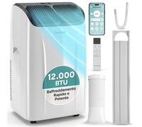 SereneLife Climatiseur Portable 12 000 BTU - Clim Mobile 4 en 1 Silencieuse avec WiFi, Rafraîchisseur d’Air, Déshumidificateur, Ventilation, Chauffage, Kit Fenêtre, Contrôle APP