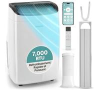SereneLife Climatiseur Portable 7 000 BTU - Clim Mobile 3 en 1 Silencieuse avec WiFi, Déshumidificateur, Ventilation, Rafraîchisseur d’Air, Contrôle APP, Kit Fenêtre, Pour Chambre et Bureau