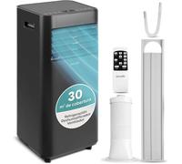 SereneLife Climatiseur portable, climatiseur portable 9000 BTU, pingouin, climatiseur 2,64 kW, compact avec refroidissement, ventilateur et déshumidificateur, télécommande et kit fenêtre, noir