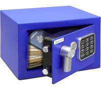 SereneLife Coffre-Fort Numérique en Acier - 23x17x17 cm, Sécurité Électronique + Clé, Rangement pour Argent, Armes, Bijoux, Passeports - Pour Maison, Hôtels, Placards, Bureau - Bleu