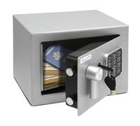 SereneLife Coffre-Fort Numérique en Acier - 23x17x17 cm, Sécurité Électronique + Clé, Rangement pour Argent, Armes, Bijoux, Passeports - Pour Maison, Hôtels, Placards, Bureau - Gris