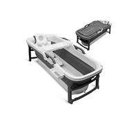 SereneLife Ensemble de Baignoire Portable - Pliable - 152 cm - Eclairage LED - Coussin - Tuyau de Vidange Extensible - Douche - Rouleaux de Massage
