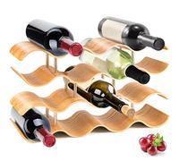 SereneLife Étagère à vin en Bambou - Étagère de comptoir à 4 Niveaux avec Fentes pouvant contenir 14 Bouteilles, Support en Bois empilable Unique, économise de l'espace pour Armoire, Cuisine et