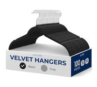 SereneLife Lot de 100 cintres antidérapants en Velours de qualité supérieure avec Crochets pivotants à 360°, Design Fin et Peu encombrant pour Hauts, Vestes, Chemisiers et Robes à Bretelles, supporte