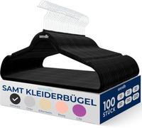 SereneLife Lot de 100 cintres Noirs et antidérapants - Cintres en Velours et Peu encombrants avec Crochet Rotatif, Forte Charge jusqu'à 4,5 kg - pour Le Rangement et l'organisation des vêtements sans