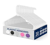 SereneLife Lot de 200 cintres en Plastique Standard Blanc pour vêtements, cintres tubulaires durables avec 2 Crochets de Sangle intégrés