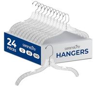 SereneLife Lot de 24 cintres en Plastique Transparent - Cintres légers et antidérapants avec épaules crantées et Crochet pivotant pour vêtements, Chemises, Costumes, Robes, Vestes, Design Ultra Fin