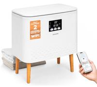 SereneLife Panier Chauffe-serviettes Rectangulaire 20L Grande Capacité Chauffe-serviettes pour Salle de Bain avec Fonction Wi-Fi, Contrôle par Application Mobile, Arrêt Automatique, Cuve en Acier