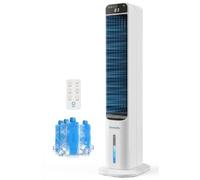 SereneLife Rafraîchisseur d'Air Évaporatif 5 L avec Télécommande, Ventilateur Colonne Oscillant Silencieux, 3 Vitesses, 4 Blocs Réfrigérants, Pour Chambre, Salon et Bureau