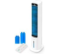 SereneLife Refroidisseur d'air évaporatif, tour avec télécommande, réservoir de 5 l, 4 boîtes à glace, 3 vitesses, refroidisseur sur pied silencieux avec oscillation, portable, efficace en énergie