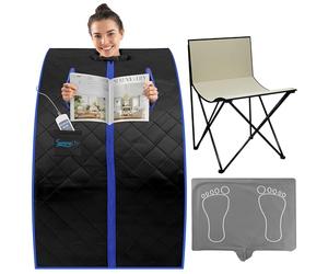 SereneLife Sauna Infrarouge Portable - Tente Chauffante Pliable avec Chaise et Coussin Chauffant - Spa Maison Détox - Perte de Poids - Sauna Vapeur Relaxation