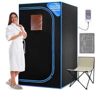SereneLife Sauna Infrarouge Portable - Tente Chauffante Pliable avec Chaise Pliante et Coussin Chauffant pour les Pieds - Spa Maison - Détox - Perte de Poids