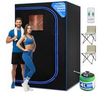 SereneLife Sauna Portable, pour Deux Personnes, Sauna Infrarouge, Thérapie du Corps et Relaxation, Tente Chauffante Mobile, Spa Maison avec Générateur de Vapeur, 2 Chaises pliables et Télécommande