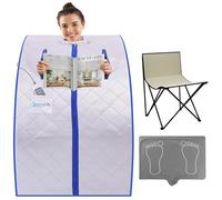 SereneLife Sauna Portable, Sauna Infrarouge, Vapeur, Spa Maison, Tente Chauffante Mobile, Pliable Cabine avec Coussin Chauffant et Chaise Pliant