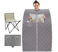 SereneLife Sauna, Sauna Portable/Infrarouge, Vapeur, Spa Maison, Perdre du Poids, Détox, Tente Chauffante Mobile, Pliable Cabine avec Coussin Chauffant pour Les Pieds et Chaise Pliante
