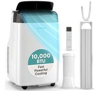 SereneLife SLPAC10 SLPAC 3-in-1 Portable Air Conditioner with Built-in Dehumidifier Function,Fan Mode, Remote Control, Complete Window Mount Exhaust Kit, 10,000 BTU, White