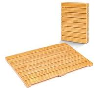 SereneLife Tapis de Bain et de Douche Pliable en Bambou Naturel - Tapis de Sol Antidérapant pour Salle de Bain, Spa ou Sauna, Double Surface Antiglisse, Supporte Jusqu’à 136 kg, Facile à Ranger