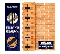 SereneLife Tapis de Douche Bambou Naturel Enroulable Antidérapant 40x60 cm | Bambou naturel | Grips renforcés antidérapants | Séchage ultra-rapide | Sauna, spa, piscine, extérieur, hôtel, voyage