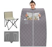 SereneLife Tente de sauna portable à infrarouge et vapeur pour une personne pour intérieur avec coussin chauffant pour pieds, chaise portable et télécommande